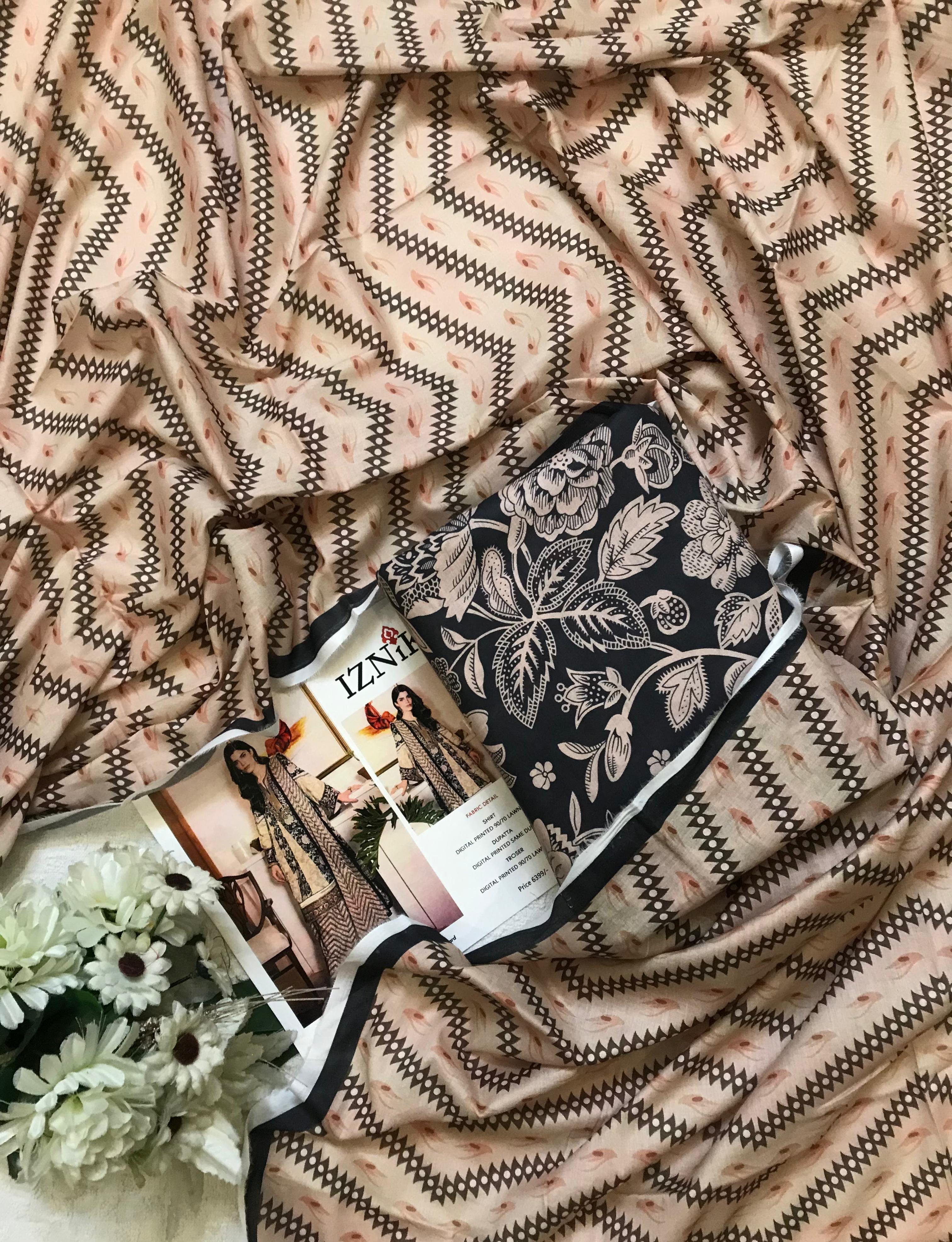 Mix Brand Lawn With Chiffon Dupatta