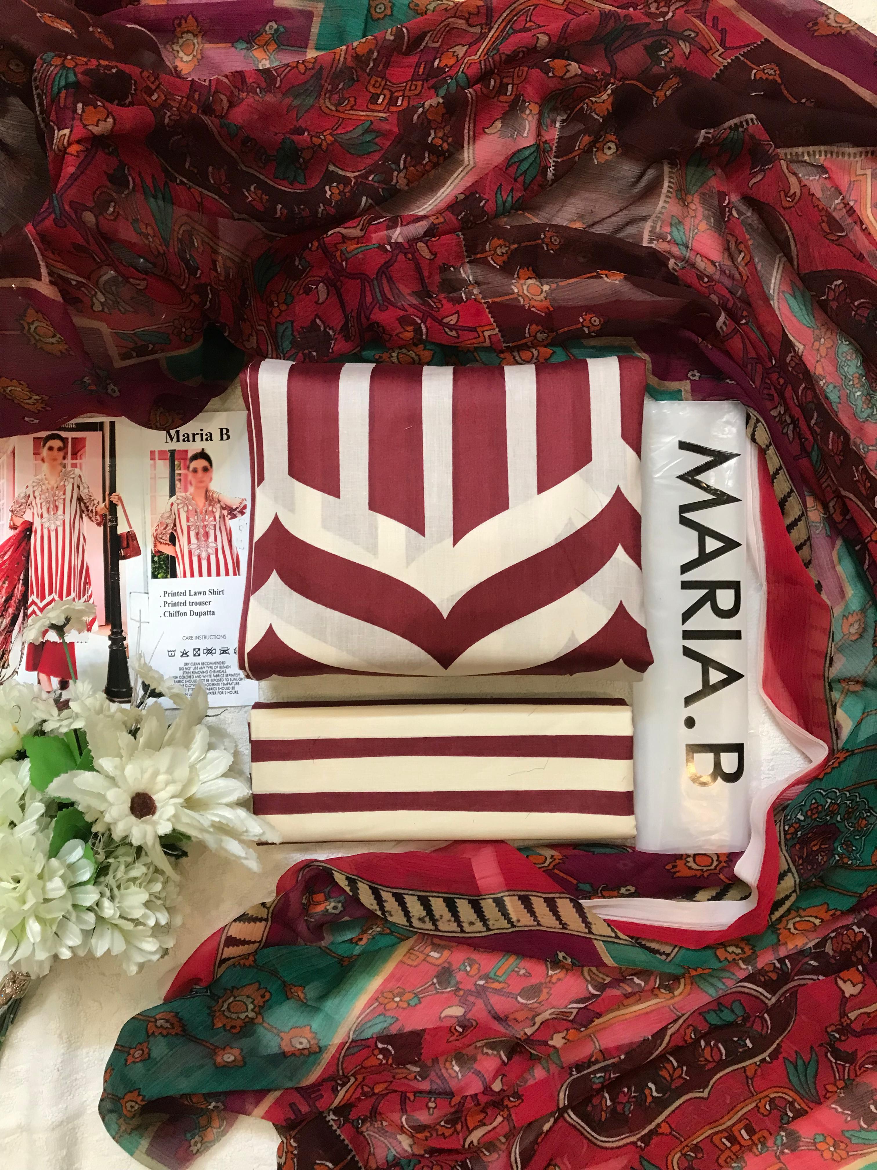 Mix Brand Lawn With Chiffon Dupatta