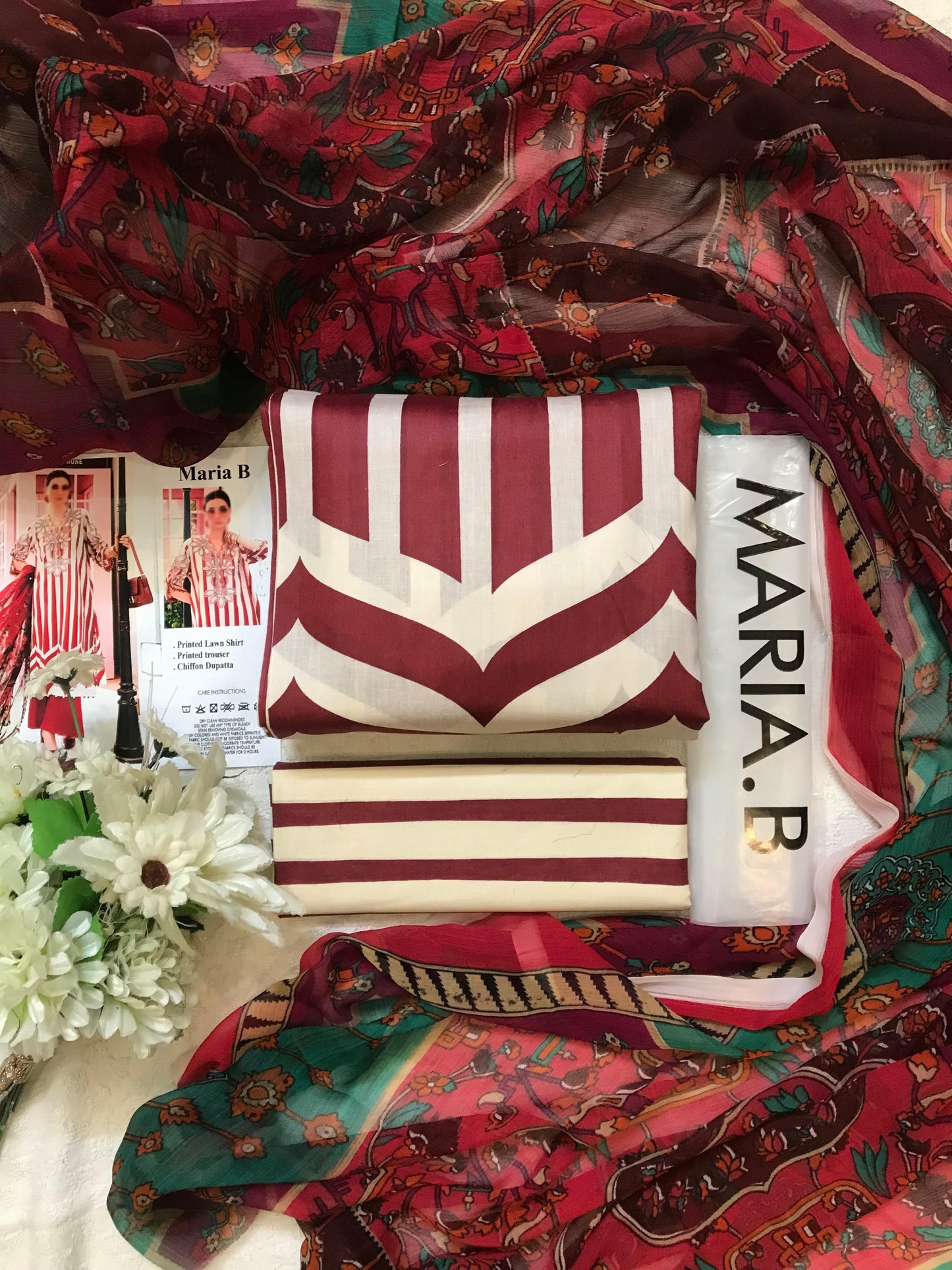 Mix Brand Lawn With Chiffon Dupatta