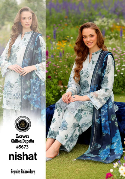 K&R Lawn Shirt with Sequence Embroidery