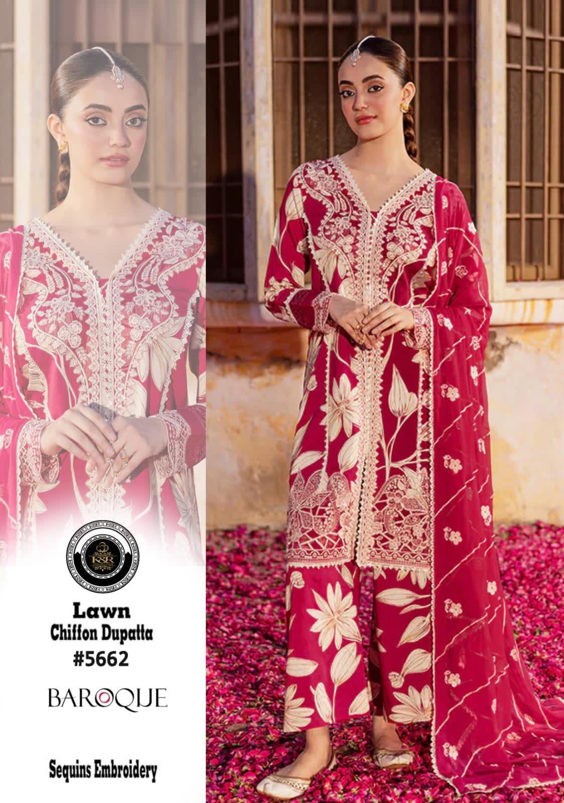 K&R Lawn Shirt with Sequence Embroidery