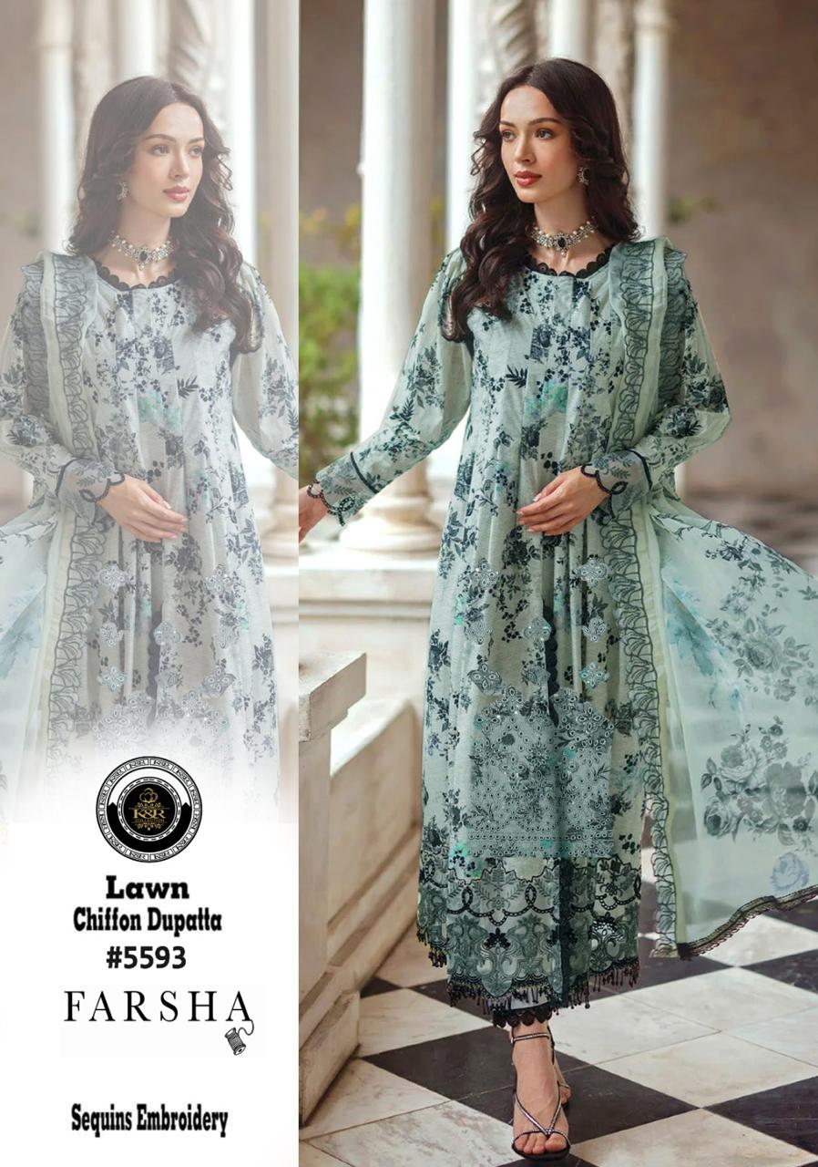 K&R Lawn Shirt with Sequence Embroidery