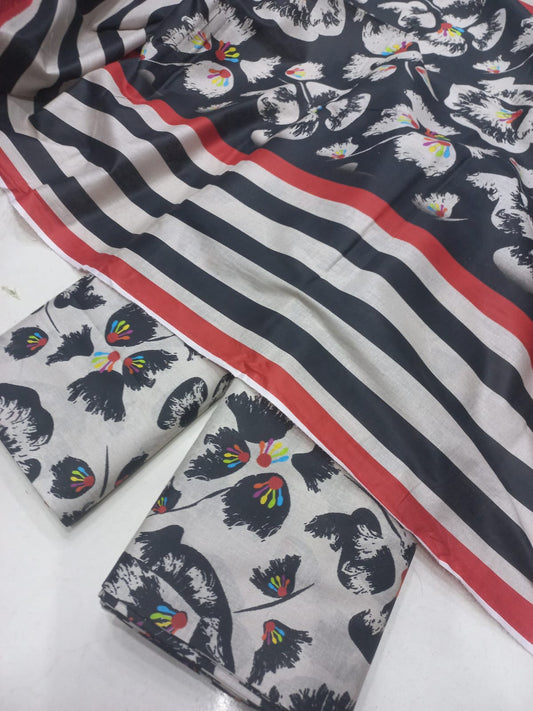 Mix Brand 3 Pcs Printed Cotton Lawn