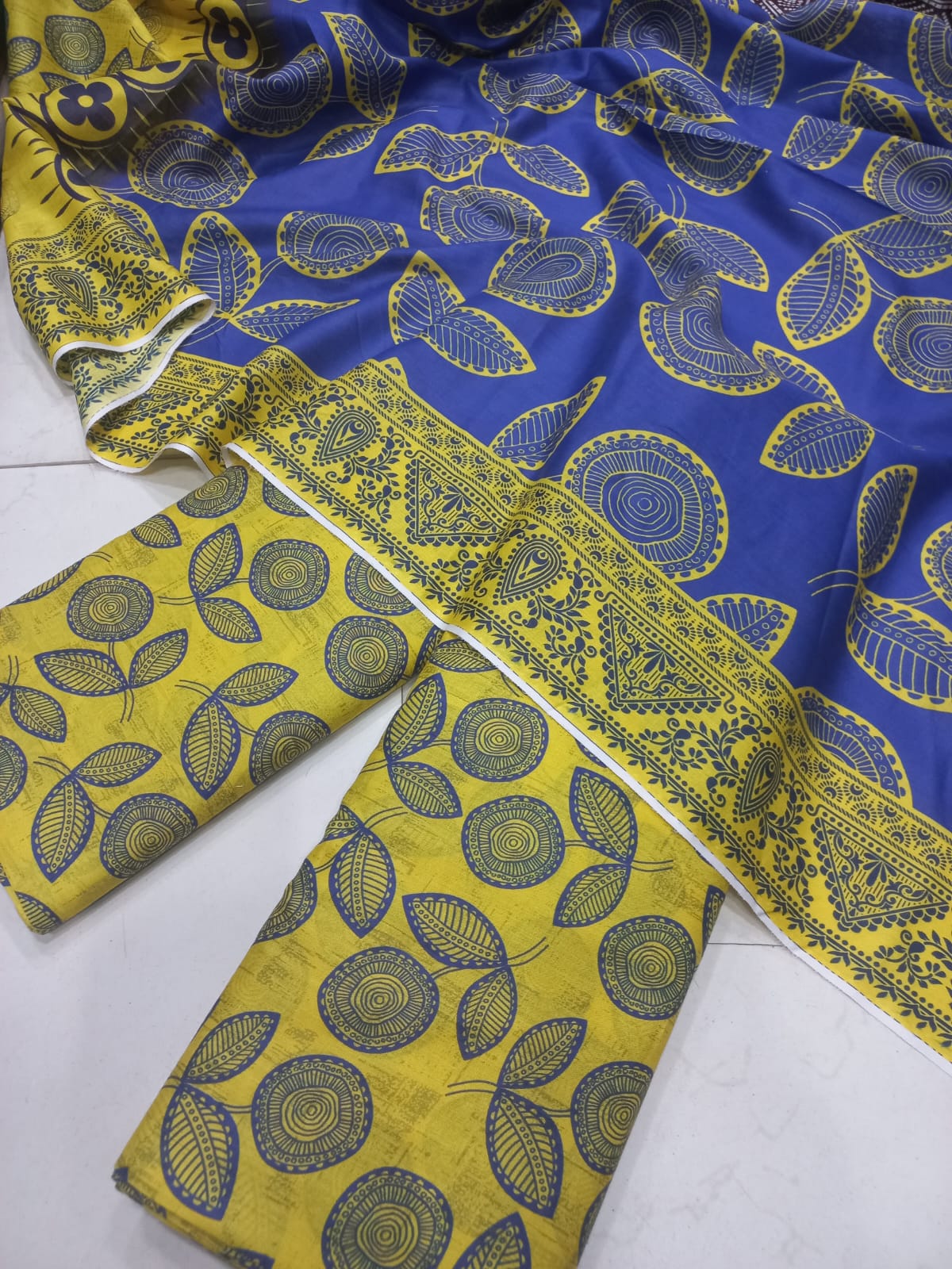 Mix Brand 3 Pcs Printed Cotton Lawn