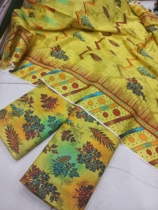Mix Brand 3 Pcs Printed Cotton Lawn