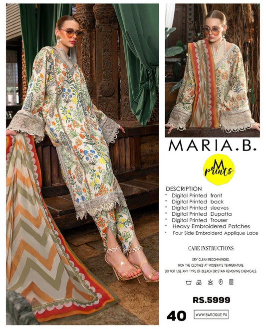 Maria-B Lawn With Chiffon Dupatta