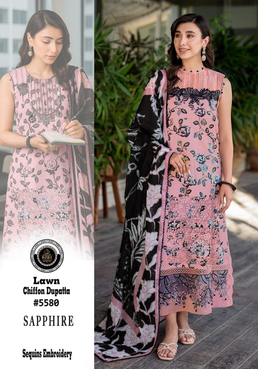 K&R Lawn Shirt with Sequence Embroidery