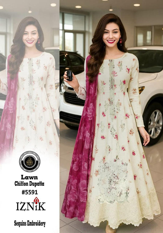 K&R Lawn Shirt with Sequence Embroidery