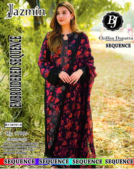 BJ Lawn With Chiffon Dupatta