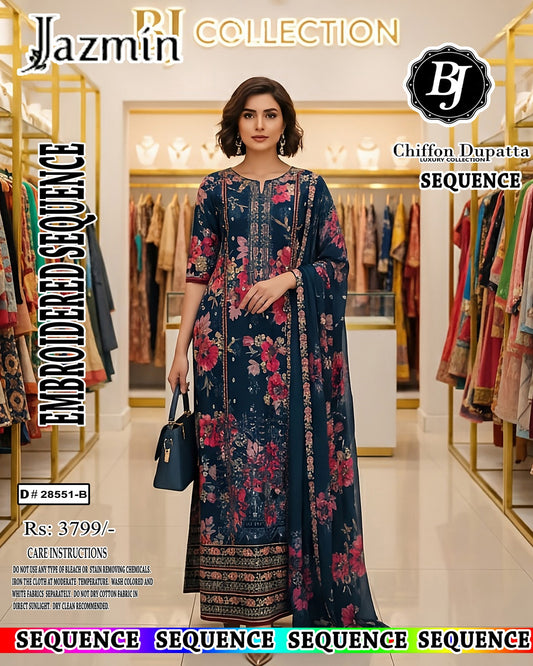 BJ Lawn With Chiffon Dupatta