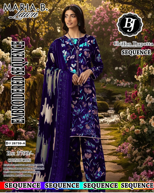 BJ Lawn With Chiffon Dupatta