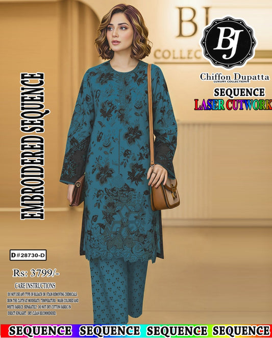 BJ Lawn With Chiffon Dupatta