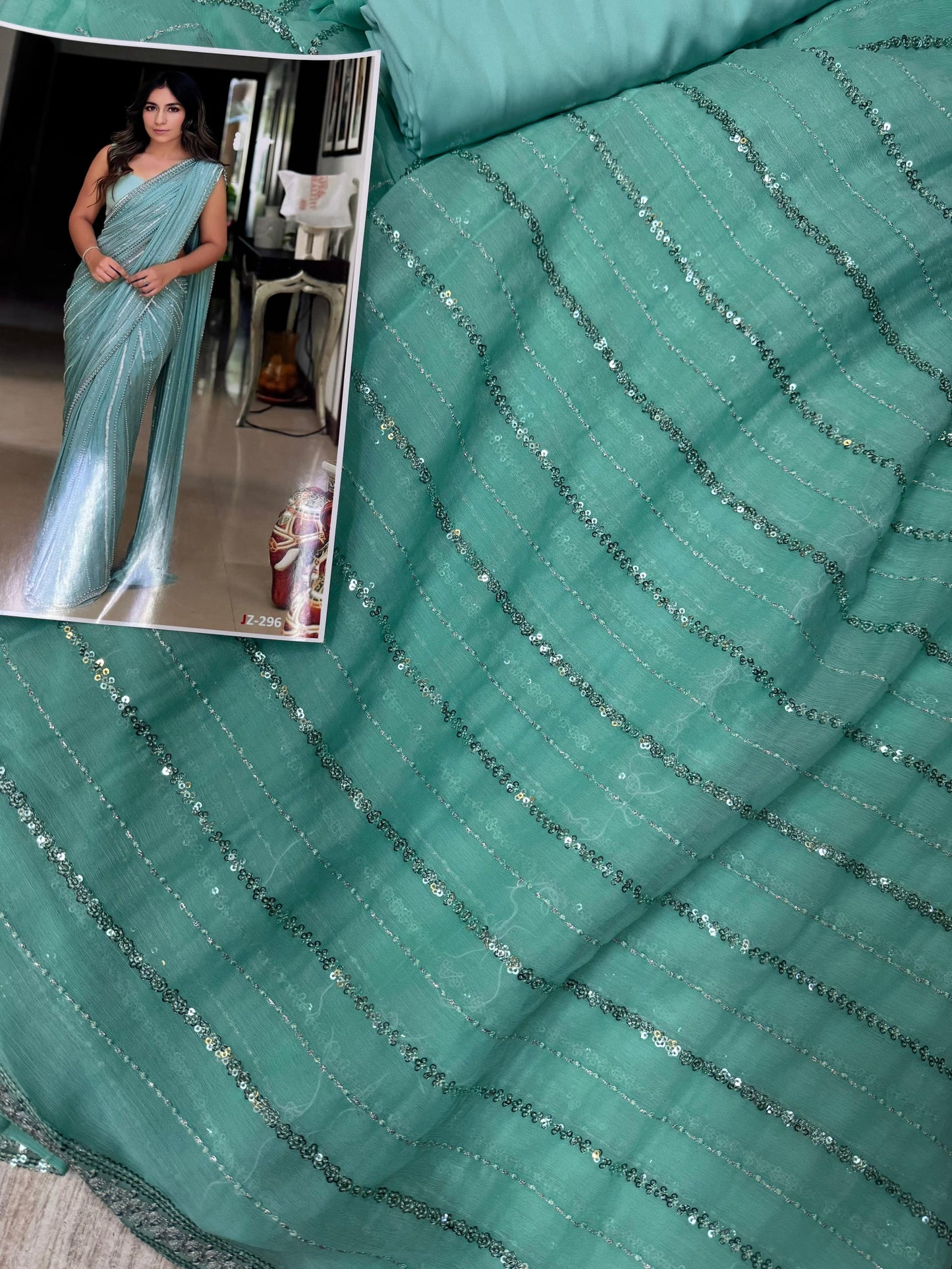 Turquoise Saree