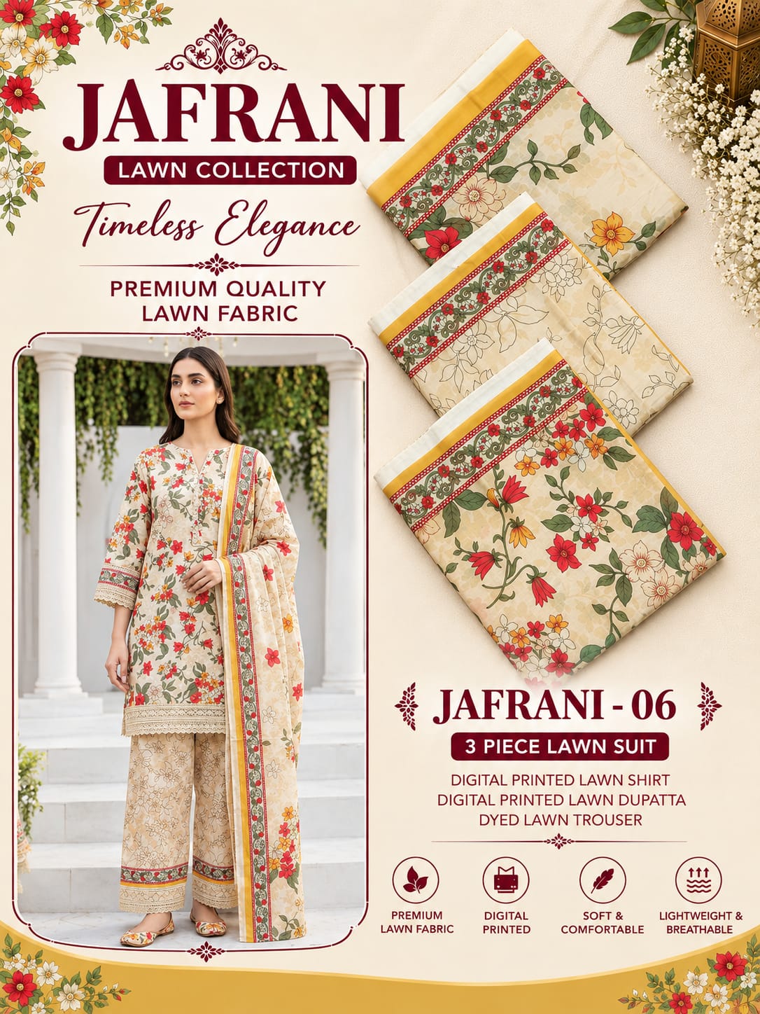 KEYSARIA 3 PCS PRINTED LAWN COLLECTION