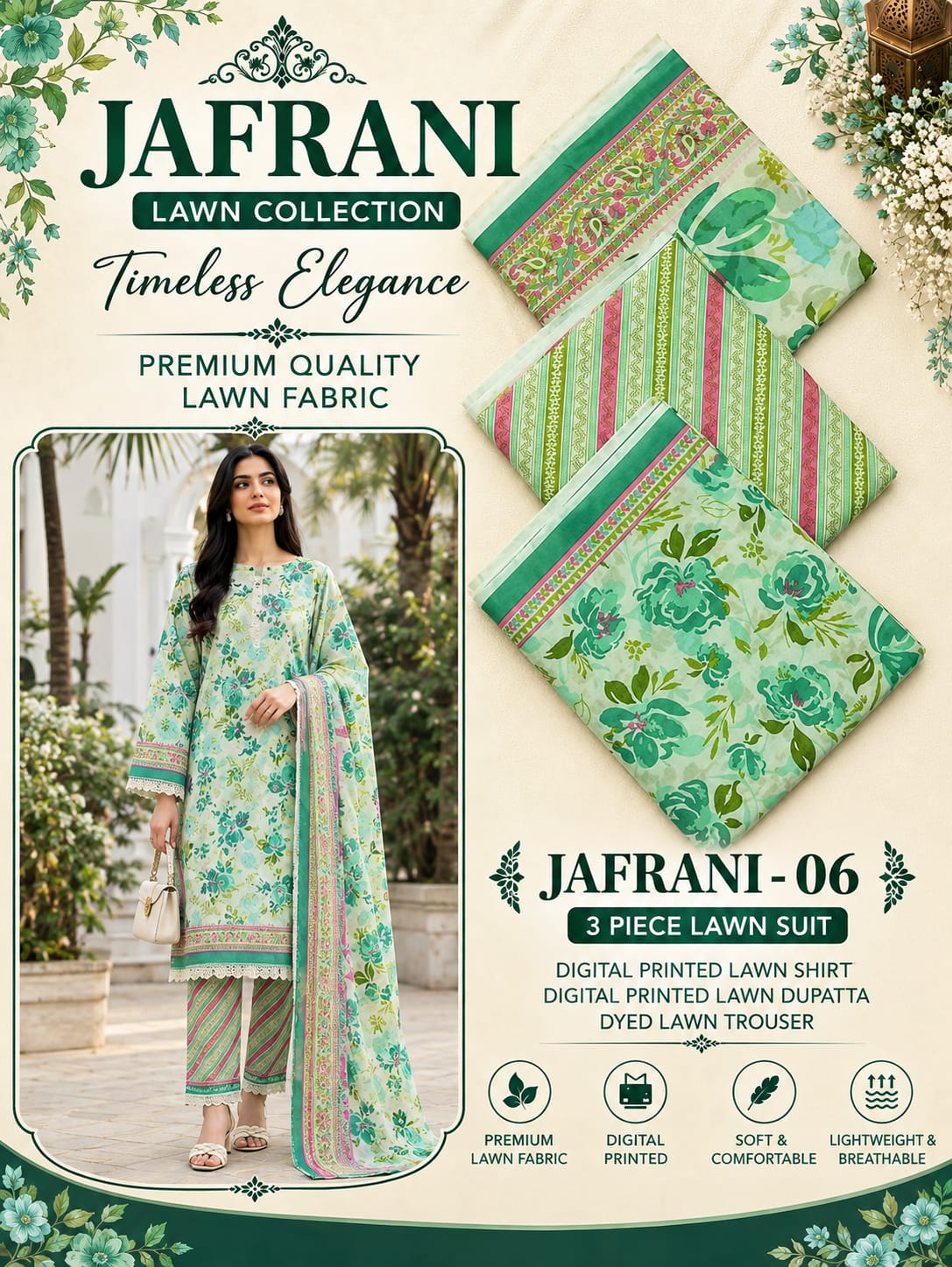 KEYSARIA 3 PCS PRINTED LAWN COLLECTION