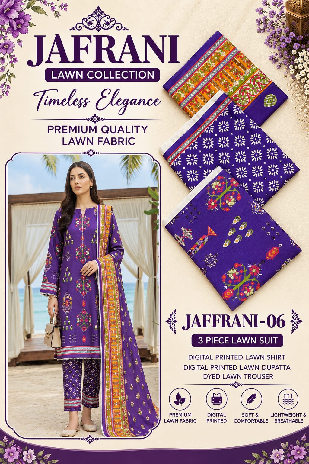 KEYSARIA 3 PCS PRINTED LAWN COLLECTION