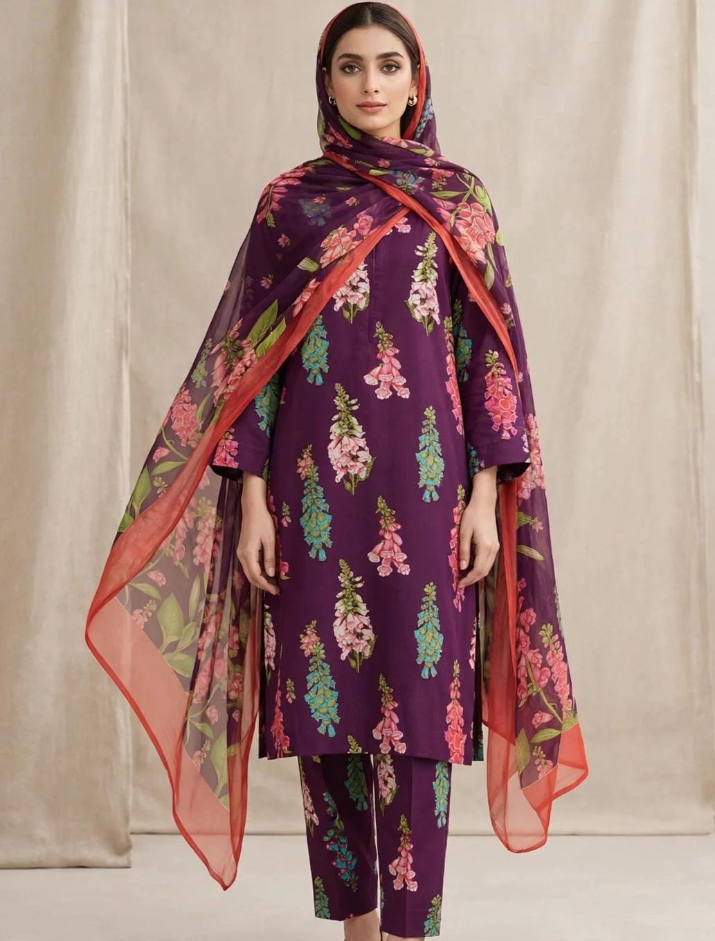 Printed Lawn With Chiffon Dupatta Collection