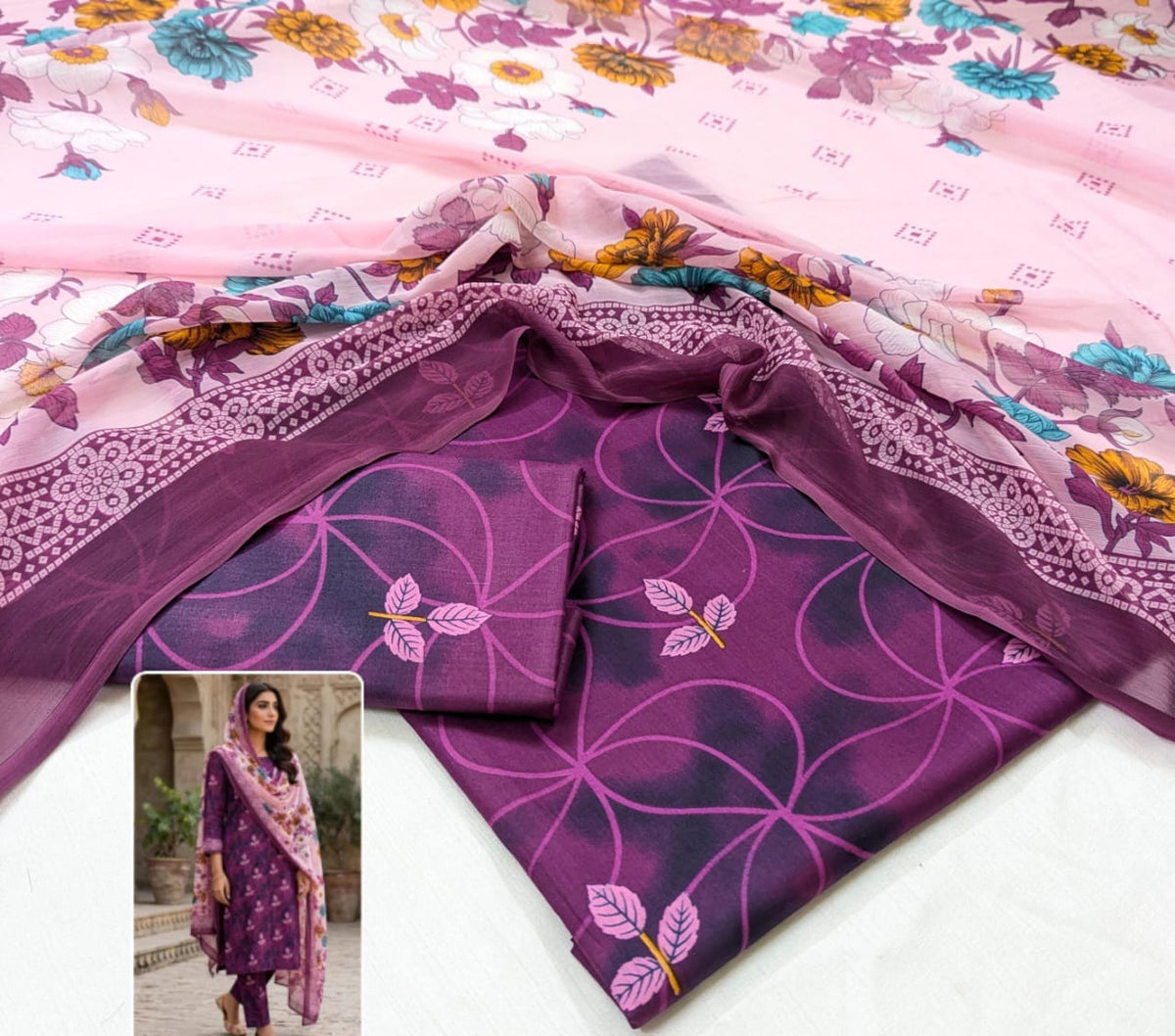 Printed Lawn With Chiffon Dupatta Collection