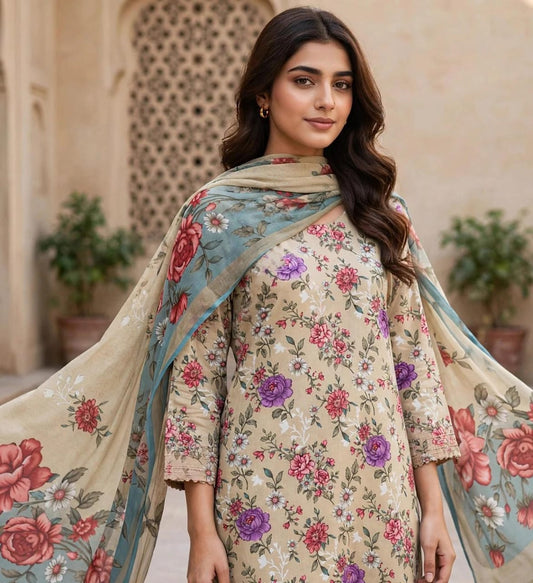 Printed Lawn With Chiffon Dupatta Collection