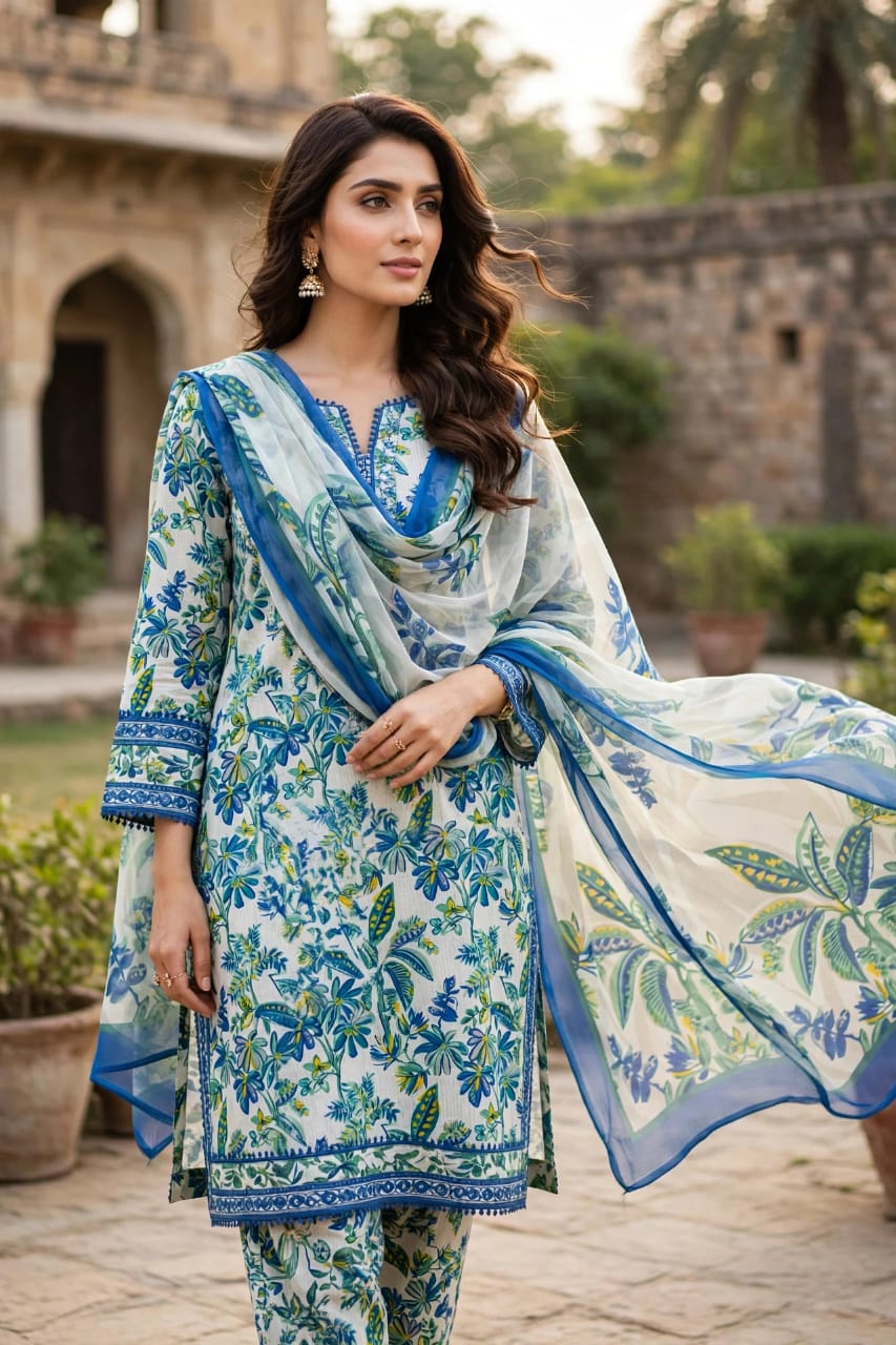Printed Lawn With Chiffon Dupatta Collection