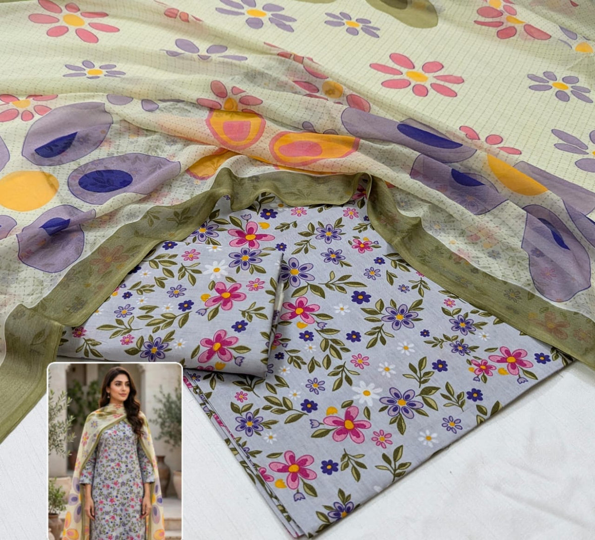 Printed Lawn With Chiffon Dupatta Collection