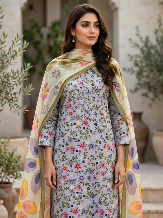 Printed Lawn With Chiffon Dupatta Collection