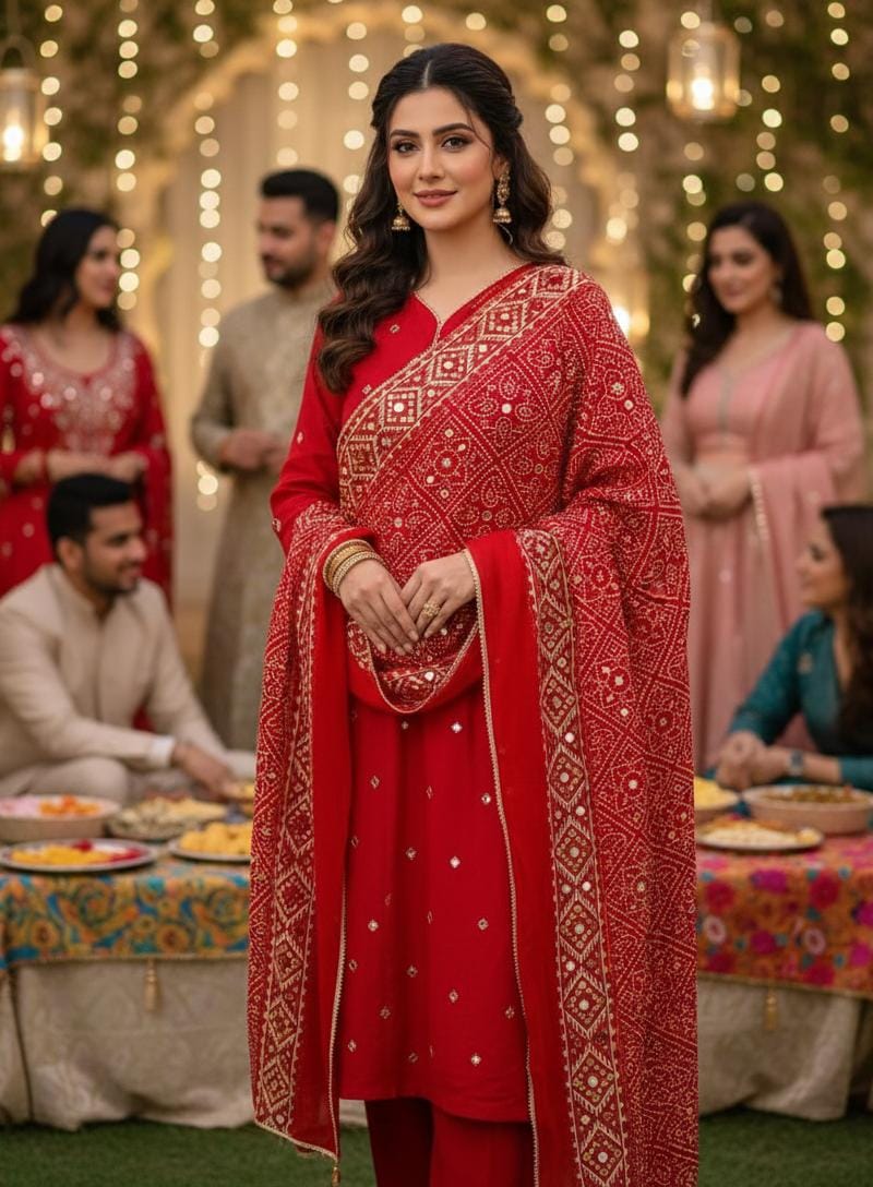 MIRROR WORK CHUNRI DUPATTA