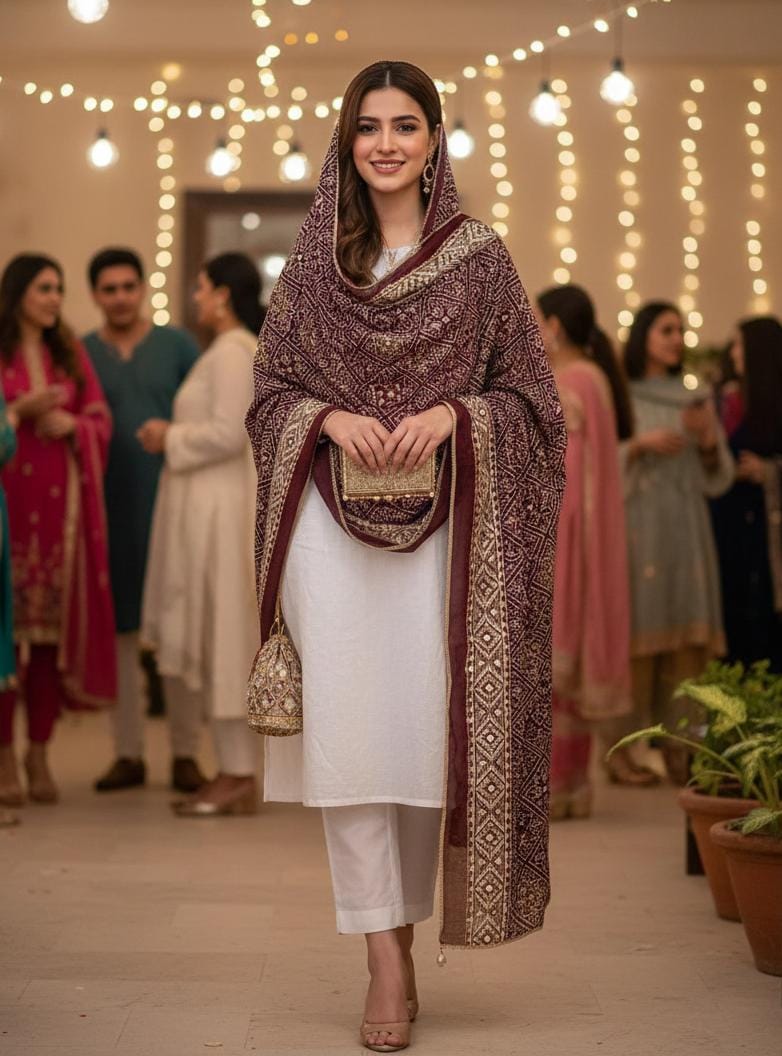 MIRROR WORK CHUNRI DUPATTA