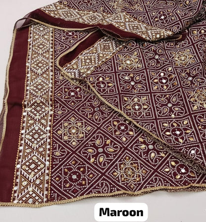 MIRROR WORK CHUNRI DUPATTA