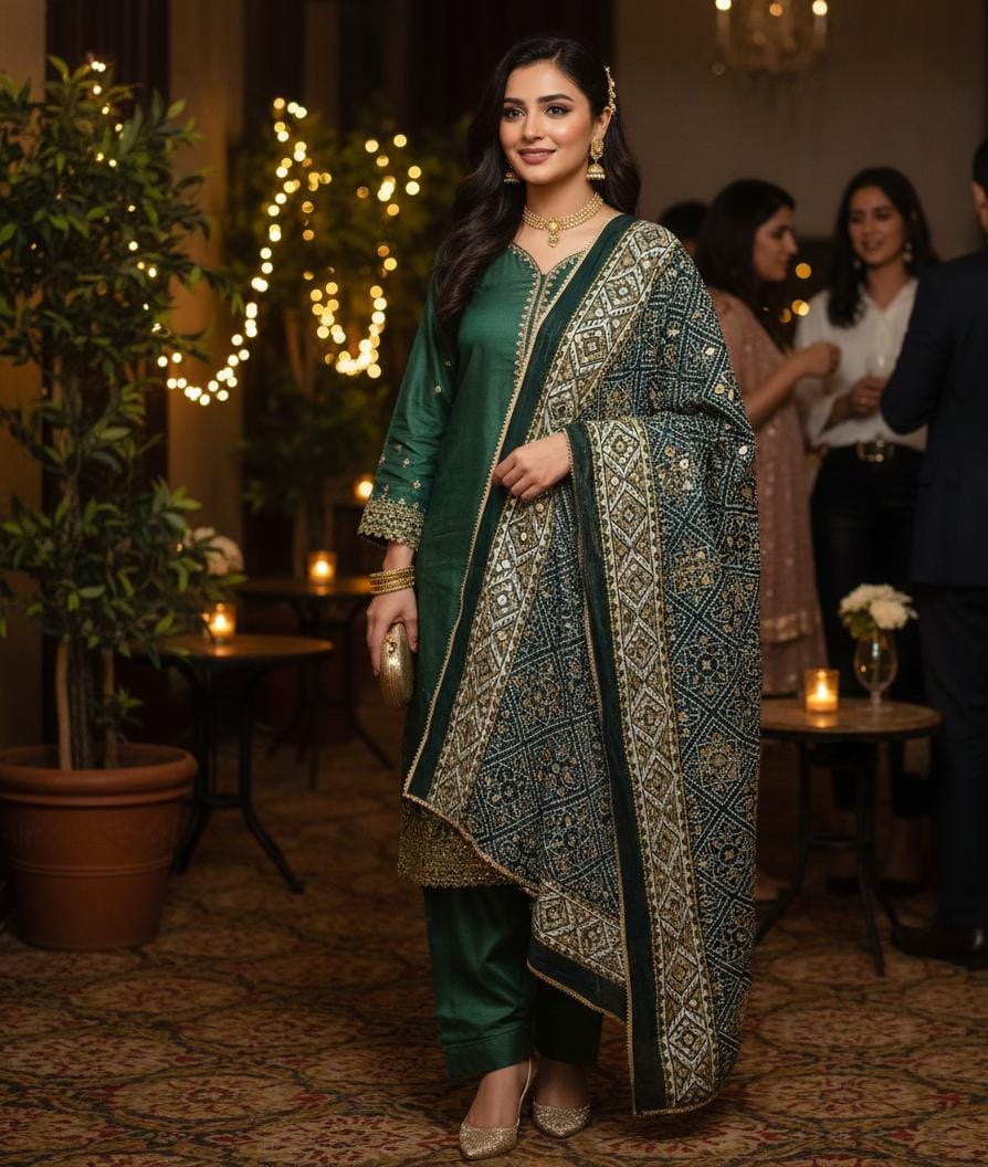 MIRROR WORK CHUNRI DUPATTA