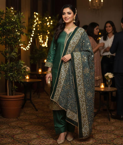 MIRROR WORK CHUNRI DUPATTA