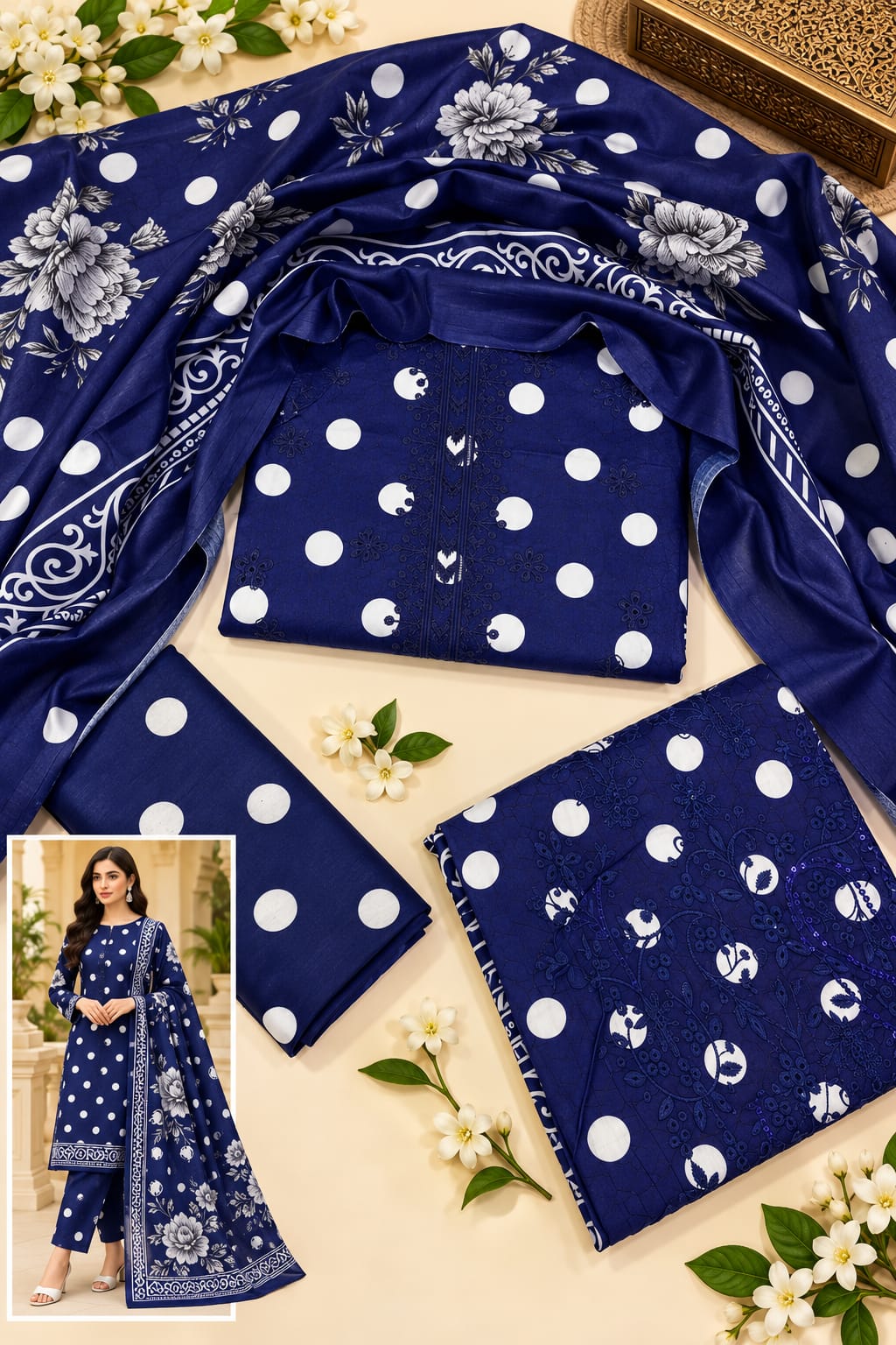 EMBROIDED LAWN 3 PCS LAWN PRINT