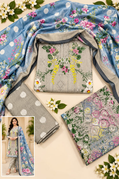 EMBROIDED LAWN 3 PCS LAWN PRINT