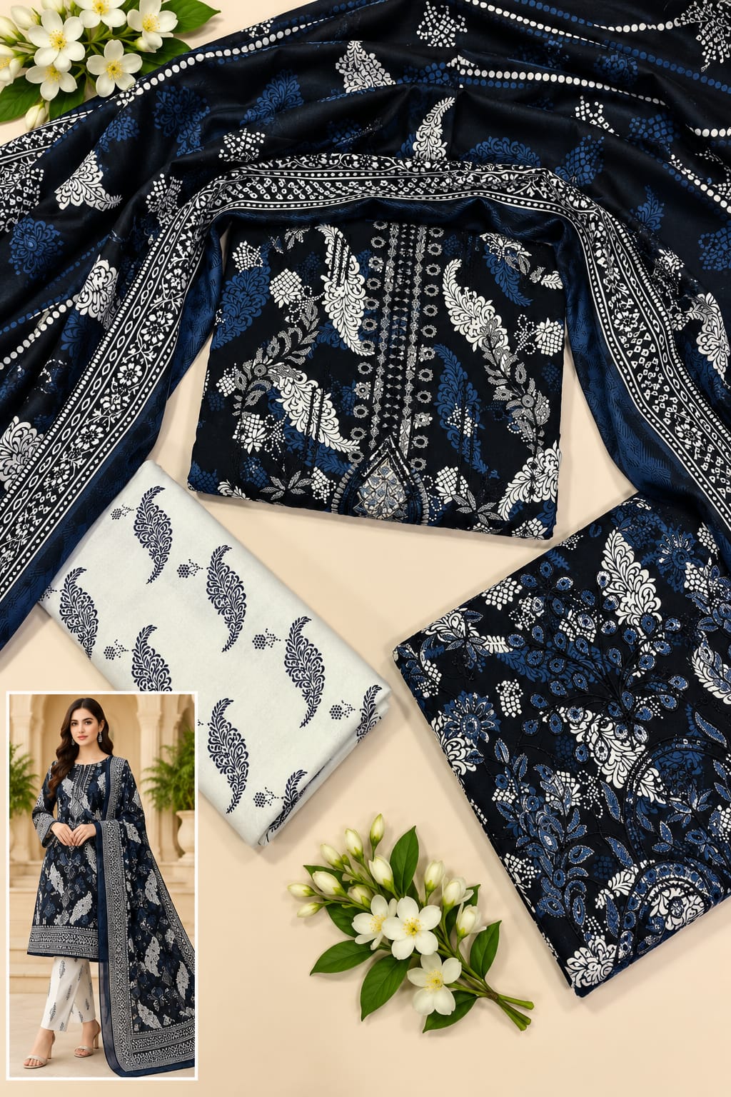 EMBROIDED LAWN 3 PCS LAWN PRINT