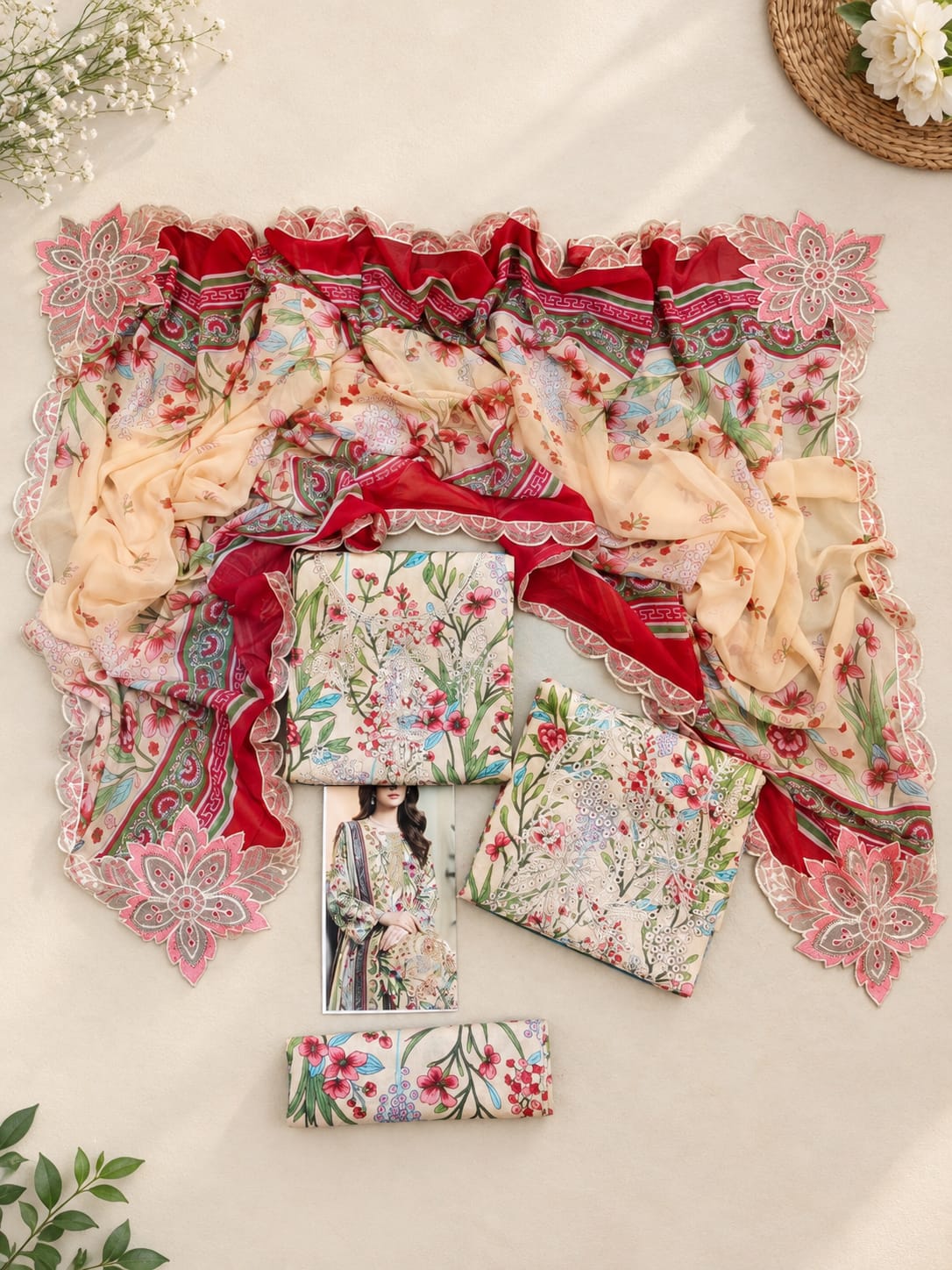 EMBROIDERED LAWN WITH EMBROIDERED CHIFFON DUPATTA