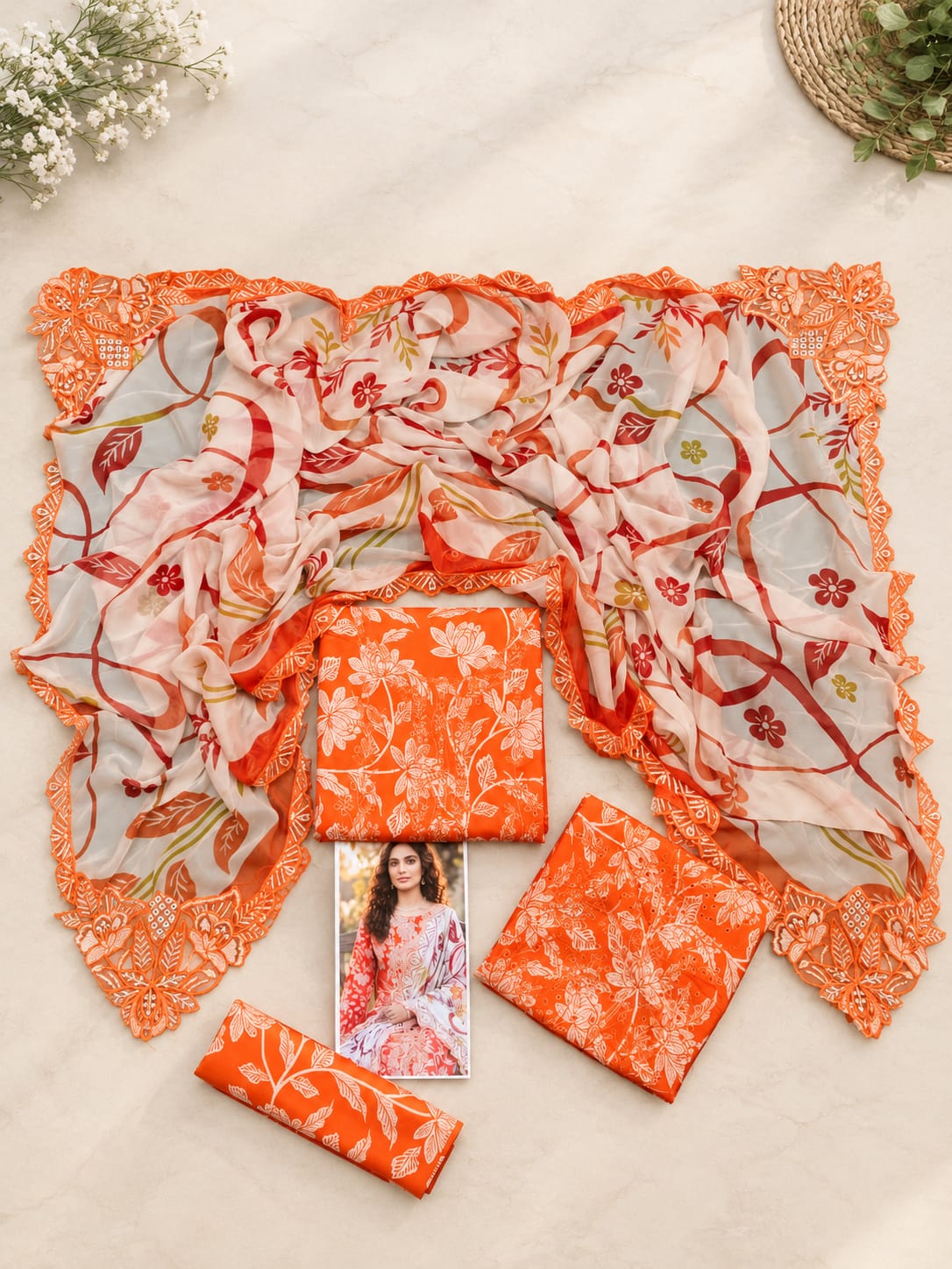 EMBROIDERED LAWN WITH EMBROIDERED CHIFFON DUPATTA