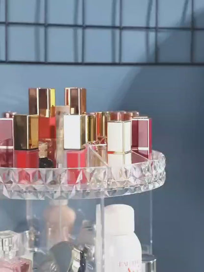 360° Rotating Diamond Cut Cosmetic Organizer